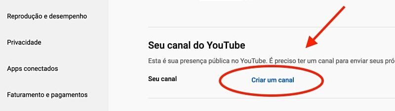 como criar um canal no youtube