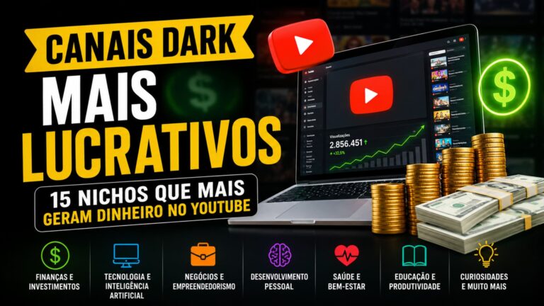 Infográfico mostrando os canais dark mais lucrativos e os nichos com maior potencial de ganhos no YouTube.